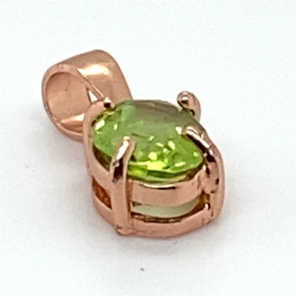 Peridot .85ct Rose Gold Finish Solid 925 Sterling Silver Pendant - Picture 5 of 8